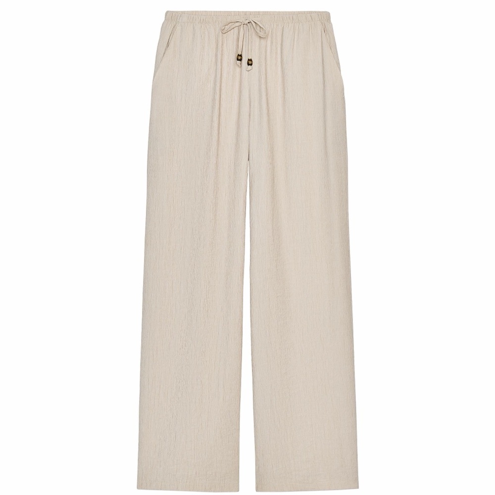 Zara NWT elastic waistband wide leg pants sand color - Picture 1 of 6